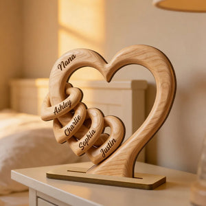Personalized Heart Wooden Plaque - Gift For Mother's Day