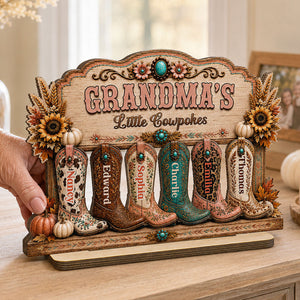 Grandma's Little Cowpokes 2D Flat - Personalized Wooden Plaque - Fall Season Decoration