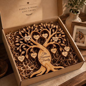 Personalized Family Tree Wood Sign Plaque - Gift For Grandparents