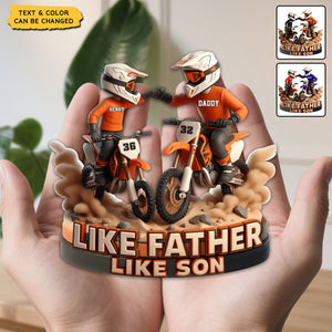 Dirt Bike Dad And Kid - Personalized Acrylic Plaque, Father's Day Gift for Dad, Gift for Husband