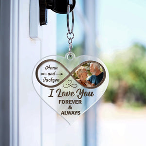 Custom Photo God Knew My Heart Needed You - Anniversary Gift For Couples - Personalized Custom Heart Shaped Acrylic Keychain