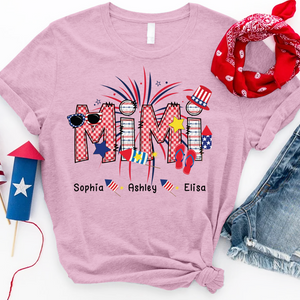 Patriotic Doodle 4th Of July Mimi And Grandkid T-Shirt