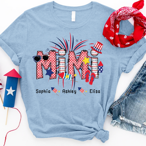 Patriotic Doodle 4th Of July Mimi And Grandkid T-Shirt