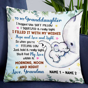 Granddaughter Elephant Birth Announcement Pillow