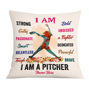 Personalized Softball Pillow - I AM STRONG