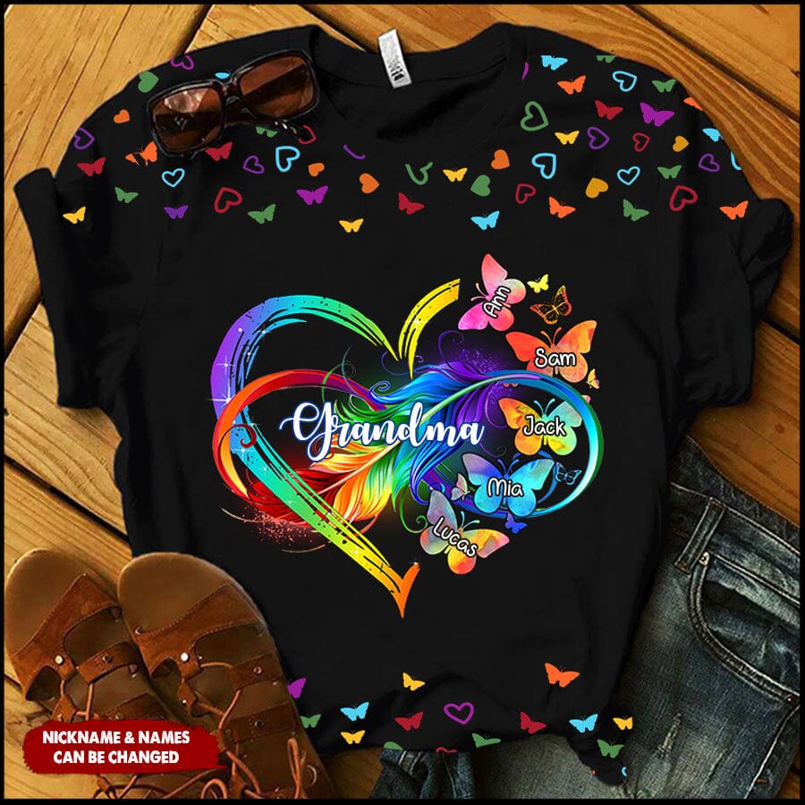 Personalized Grandma Mom Heart Infinity Butterfly Mother's Day Best Gift 3D Tshirt Hoodie Sweatshirt HLD13MAR23VA3