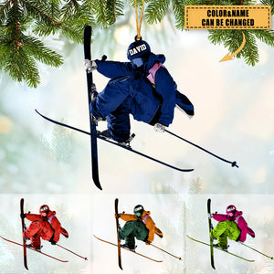 Custom Personalized Skiing Acrylic Christmas Ornament, Gift For Skiing Lovers