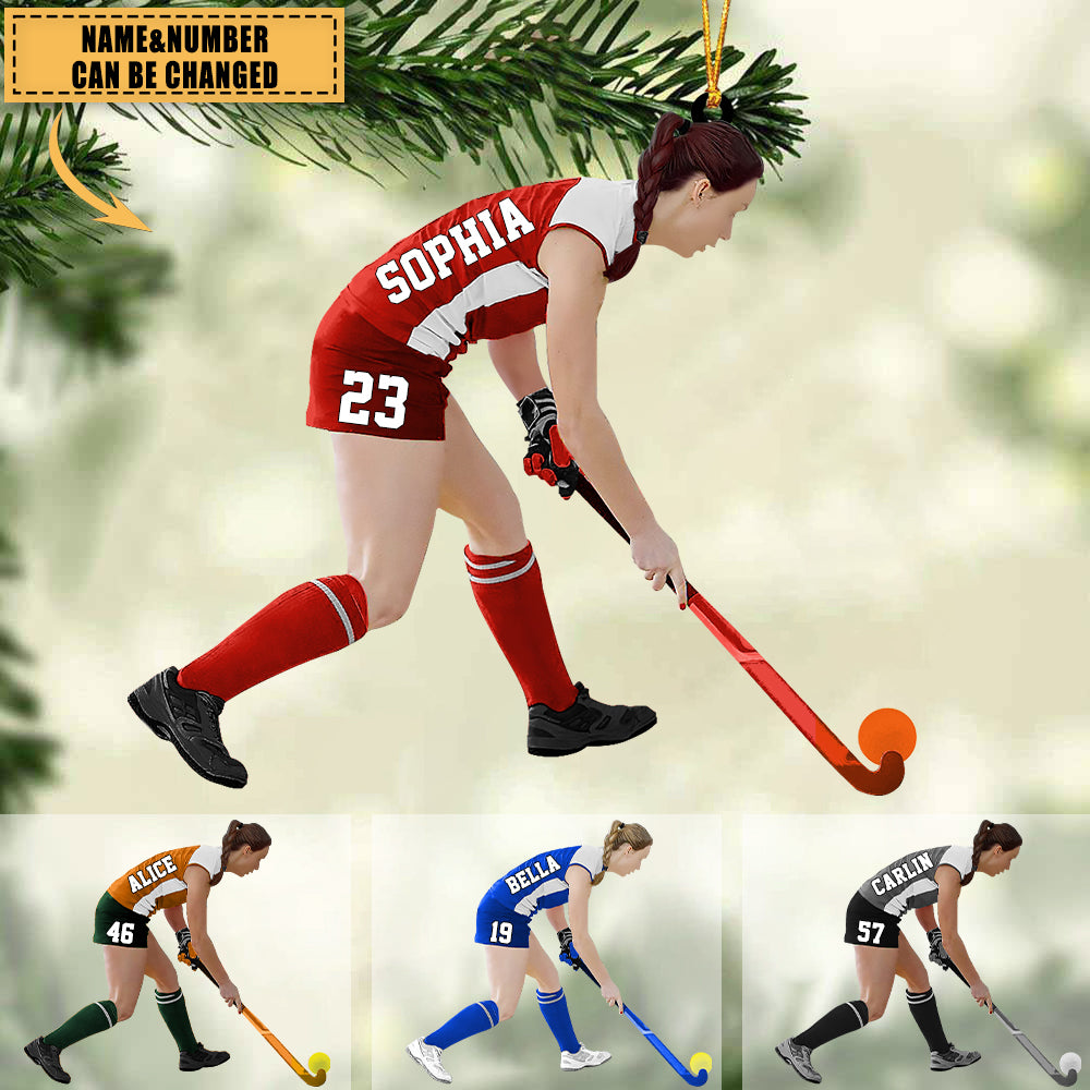 Custom Personalized Field Hockey Christmas Ornament, Gift For Hockey Lovers