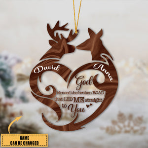 Heart Deer Couple Personalized Shaped Transparent Ornament