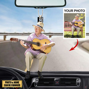 Personalized Acrylic Car Hanging Ornament - Gift For Guitarist /Guitar Lover- Custom Your Photo