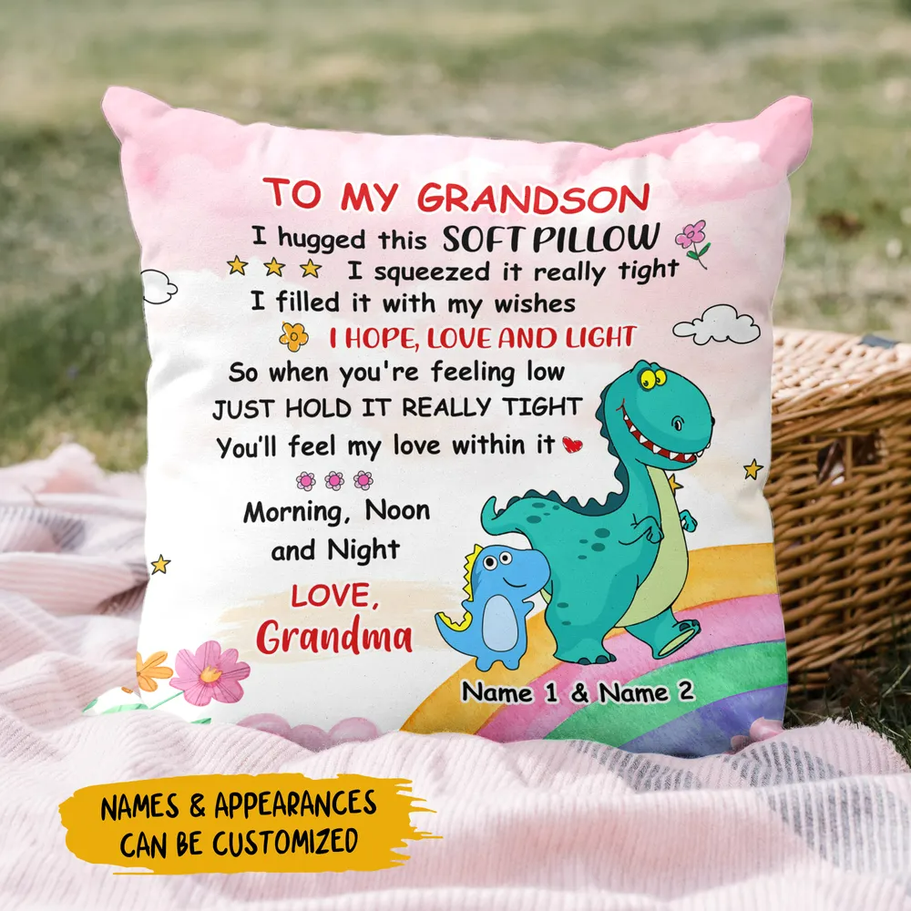 Granddaughter Grandson Dinosaur Hug This Pillow