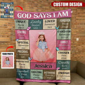 God Says I Am - Personalized Photo Blanket