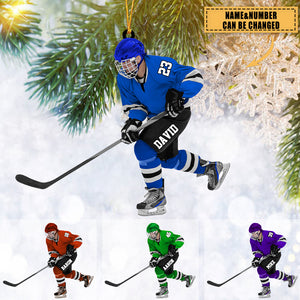 Custom Personalized Ice Hockey Acrylic Christmas Ornament, Gift For Hockey Lovers