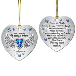 Butterfly Jewelry Widow Heart I Miss Him - Heart Ornament