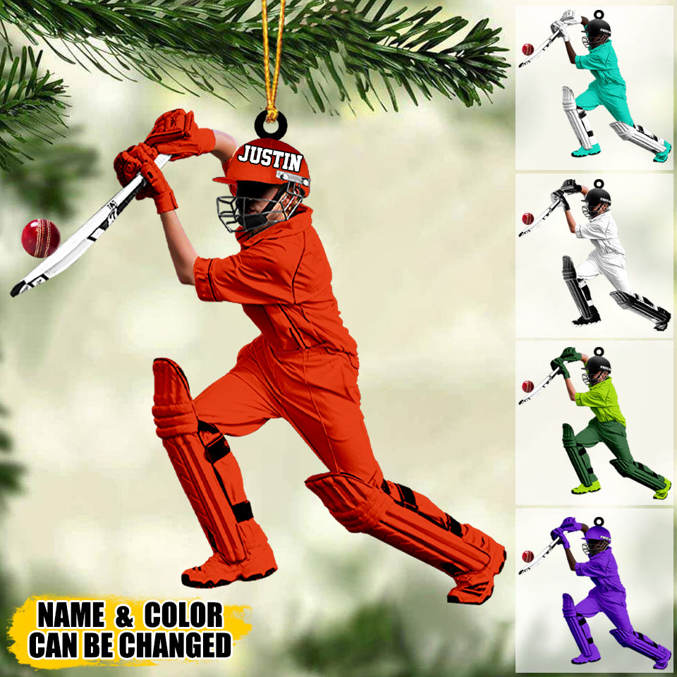 Custom Personalized Cricket Player Christmas Ornament, Gift For Cricket Lovers