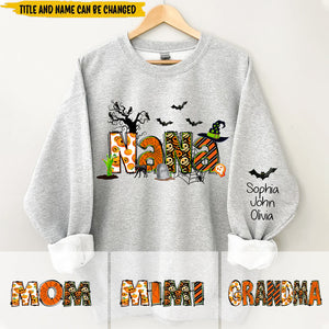 Nana Grandma Bundle Halloween Alphabet Doodle Grandkids Personalized Sweatshirt