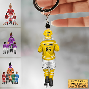 Personalized Hockey Dad & Kids Acrylic Keychain Gift For Kids & Dad