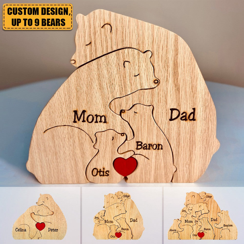 Handcrafted - Family - Wooden Bear Family - Personalized Wooden Pet Carvings