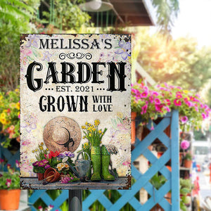 Custom Gardening Floral Grown With Love Custom Classic Metal Signs