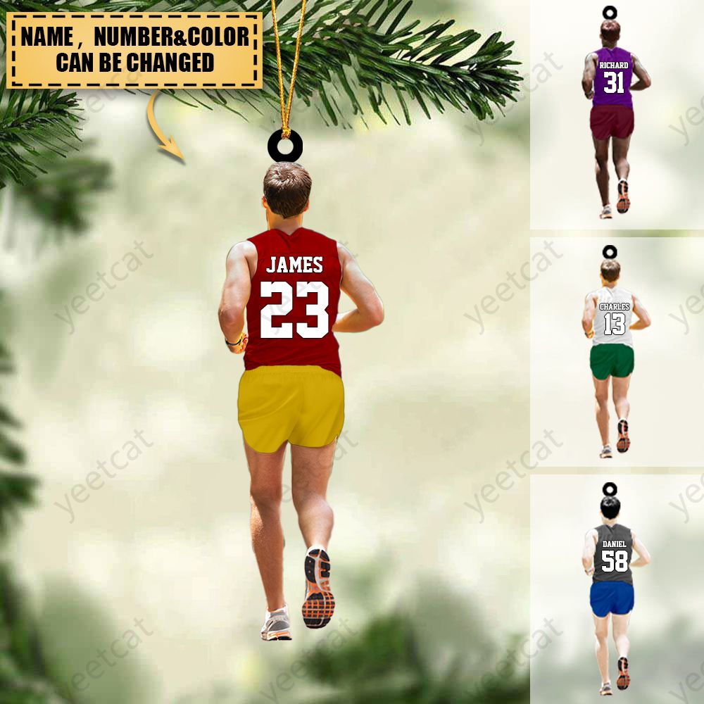 Personalized Marathon/running man/runner/jogging Christmas Ornament