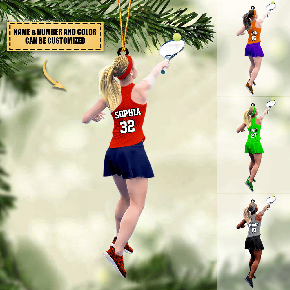 Personalized Girl Tennis Player Acrylic Christmas Ornament-Gift For Tennis Lovers/Players