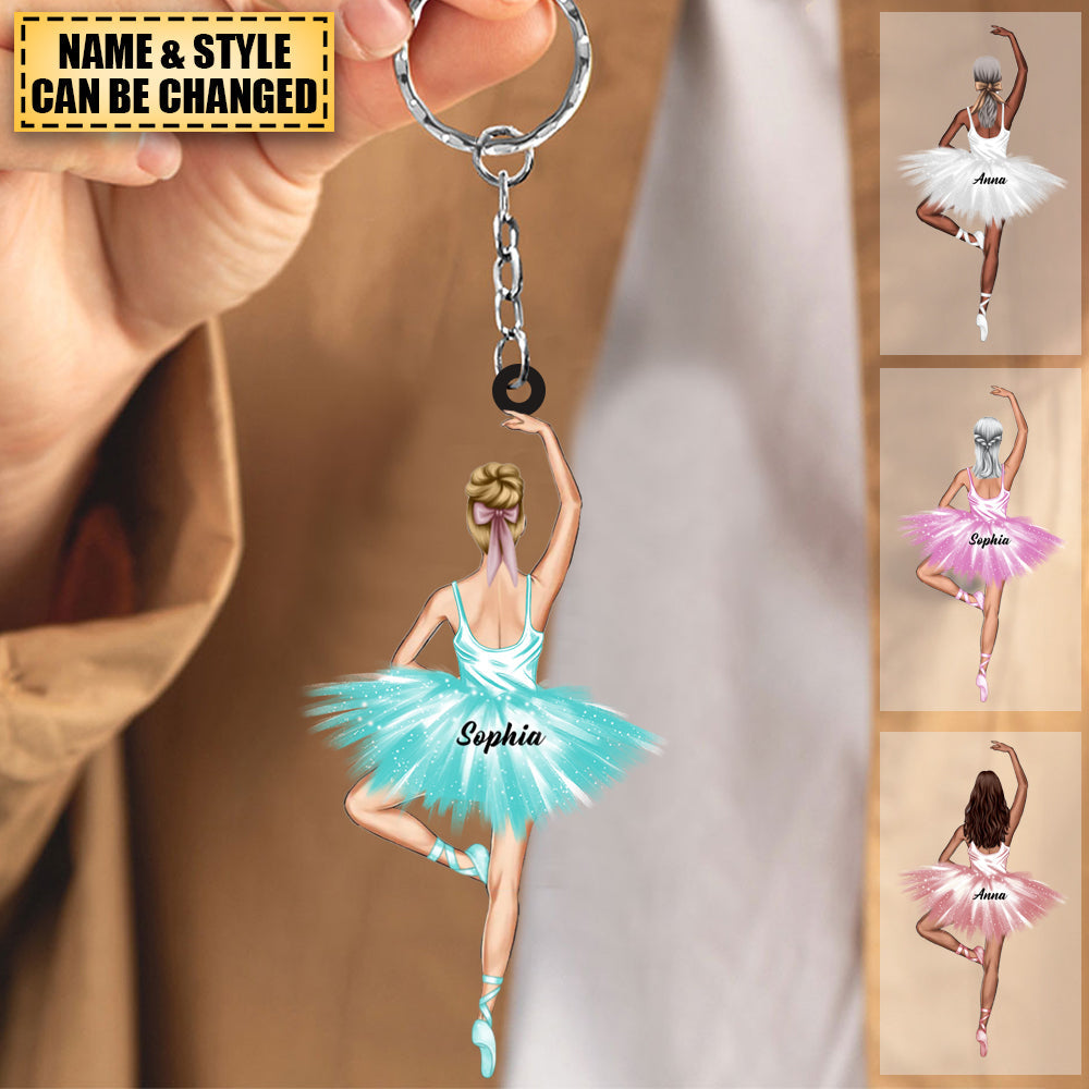 Personalized Ballerina Dolls Acrylic Keychain - Gift For Ballet Dancing Girl