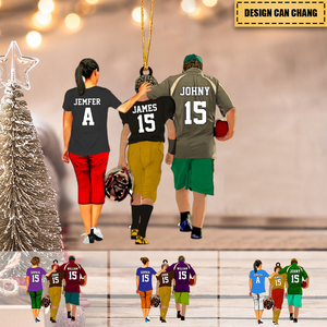 Personalized Football Acrylic Car / Christmas Ornament - Gift For Football Players - Gift For Son With Custom Name, Number, Appearance