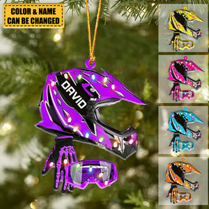 Personalized Dirt Bike Set Full Face Christmas Light Ornament