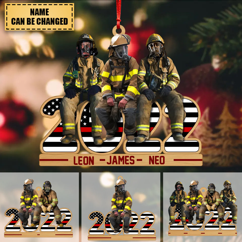 Personalized Firefighters 2022 Christmas Wood Ornament