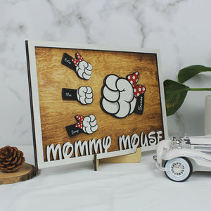Mommy Mouse - Personalized Layered Wood Sign Stand - Gift For Mom, Dad