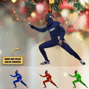 Custom Personalized Fencing Lovers Acrylic Christmas Ornament, Great Gift For fencer