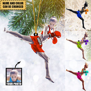 Custom Personalized Kick girl/woman Funny Christmas Ornament-upload photos