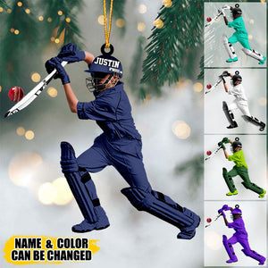Custom Personalized Cricket Player Christmas Ornament, Gift For Cricket Lovers
