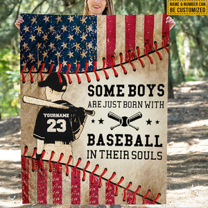 Personalized Some Boys Are Just Born With Baseball Fleece Blanket-Gift For Baseball Lovers