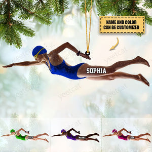 Personalized Female Swimmer Acrylic Ornament, Gift For Swimming Lovers/Swimmer