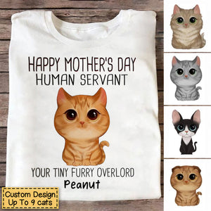 Watercolor Cute Cats Happy Mother's Day Cat Human Servant Personalized T-Shirt