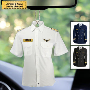 Personalized Pilot Uniform Acrylic Christmas/ Car Hanging Ornament