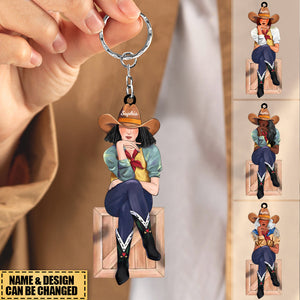 Personalized Cowgirl Keychain - Boots Class And A Little Sass
