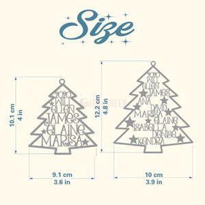 Personalized 2023 Family Names Christmas Tree Silver Ornaments