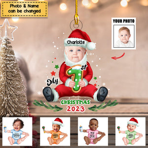 Personalized Custom Acrylic Ornament from Photo - Baby Onesie - My First Christmas