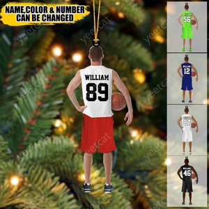 Custom Personalized Basketball Player Holding Basketball Acrylic Ornament, Gift For Basketball Players