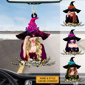 Custom Personalized Witchy Car Hang Ornament - Gift Idea For Halloween/ Wicca Decor/Pagan Decor