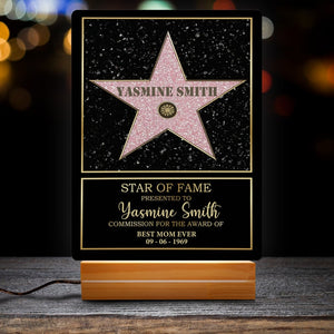 Star Of Fame Custom Acrylic Plaque LED Lamp Night Light Gift For Family