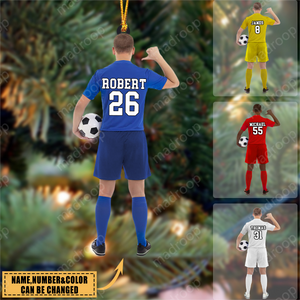 Personalized Ornament Soccer Player Acrylic Ornament 2 Sided Christmas Ornament For Soccer Lovers