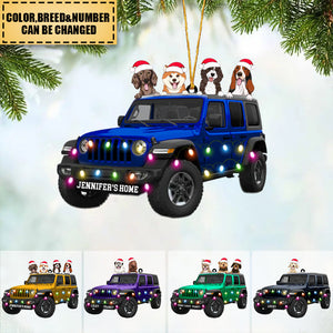 Personalized Off-Road Car Dog Journey Christmas Ornament,Custom Family Ornament