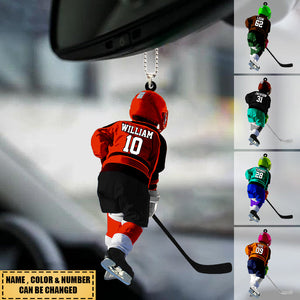 Custom Ice Hockey Acrylic Car / Christmas Ornament,Gifts For Son/Grandson With Custom Name, Number