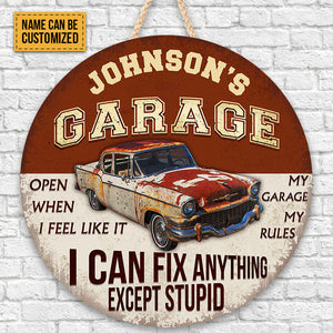 Personalized Auto Mechanic Garage I Can Fix Anything Customized Classic Door Signs