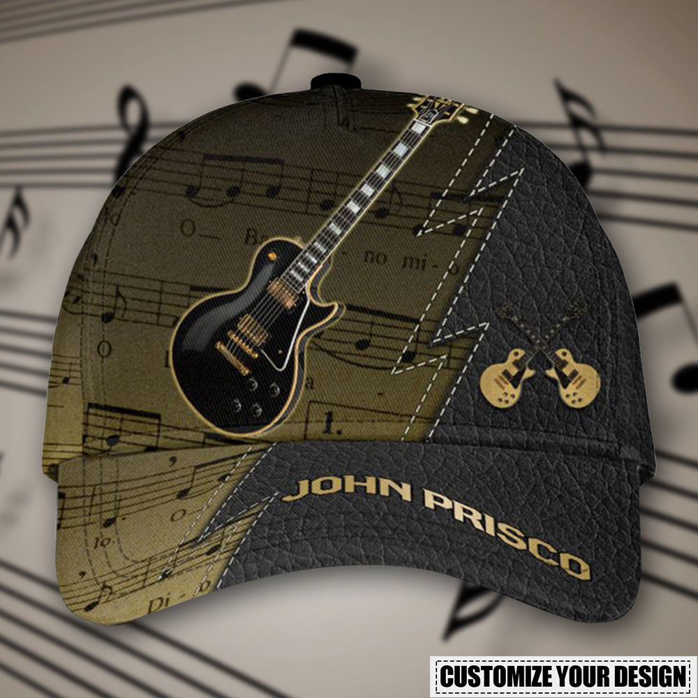 Personalized Name Black Guitar Classic Cap,Gift For Guitar Lovers With Custom Name