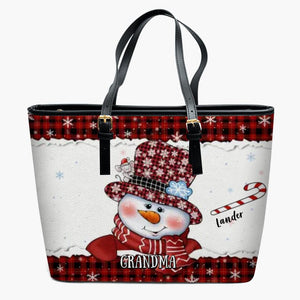 Personalized Leather Bucket Bag - Gift For Grandma - Grandma's Sweethearts