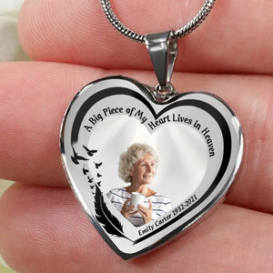 Personalized Upload Photo A Big Piece Of My Heart Lives In Heaven Memorial Necklace Printed